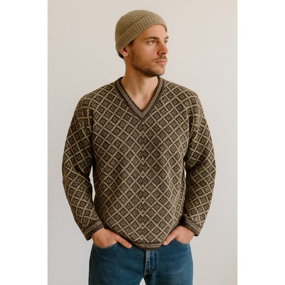 J.CREW Other - Vintage J.Crew Oarsman Logo XL Brown 100% Wool Sweater V-Neck Pullover Preppy